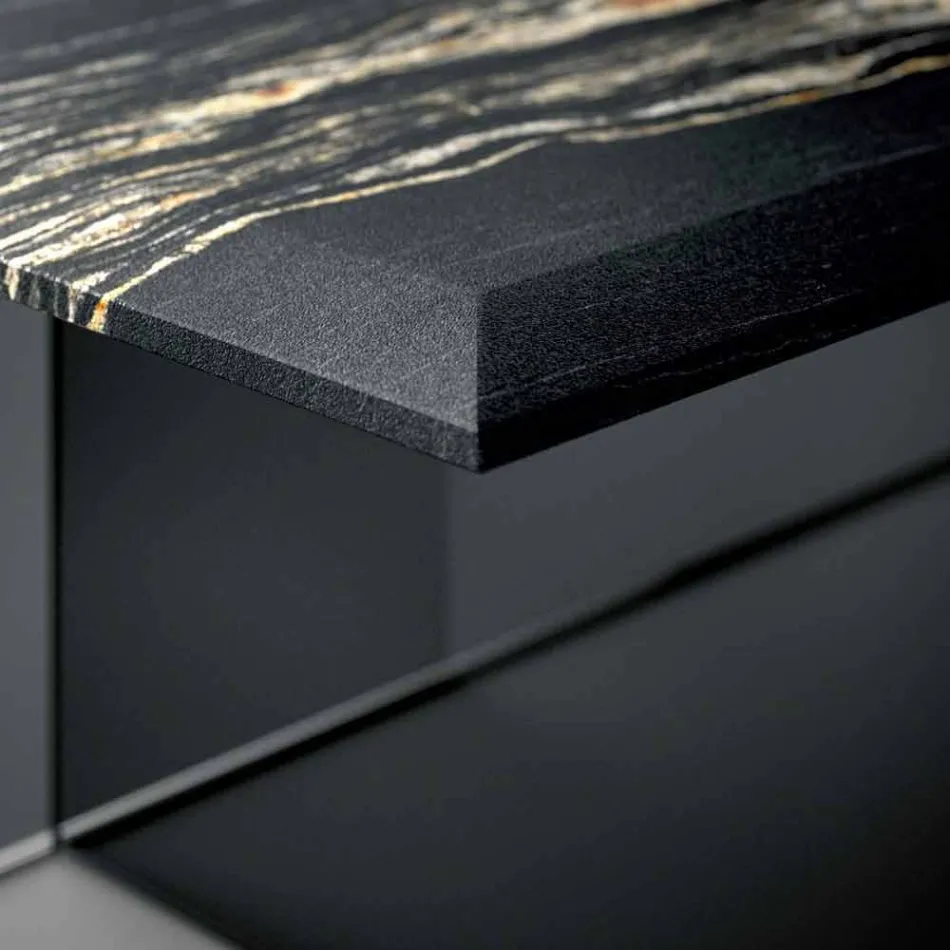 Mesa de centro de diseño en mármol con base de vidrio Made in Italy - Molino Viadurini