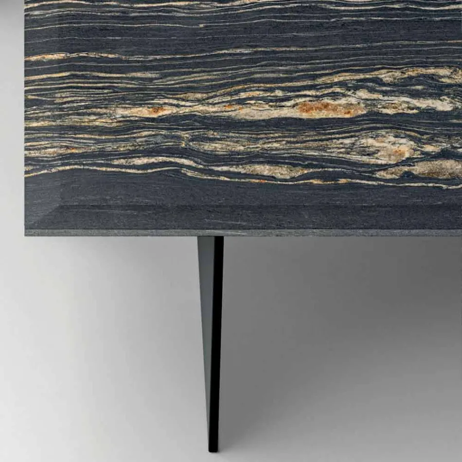 Mesa de centro de diseño en mármol con base de vidrio Made in Italy - Molino Viadurini