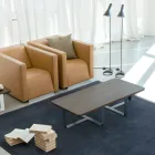 Mesa de centro de lujo en metal coloreado y tapa de madera - Anacleto Viadurini