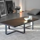 Mesa de centro de lujo en metal coloreado y tapa de madera - Anacleto Viadurini