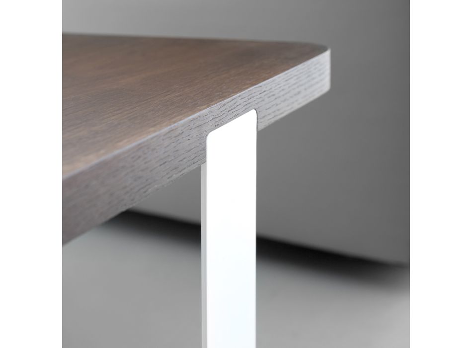 Mesa de centro de lujo en metal coloreado y tapa de madera - Anacleto Viadurini
