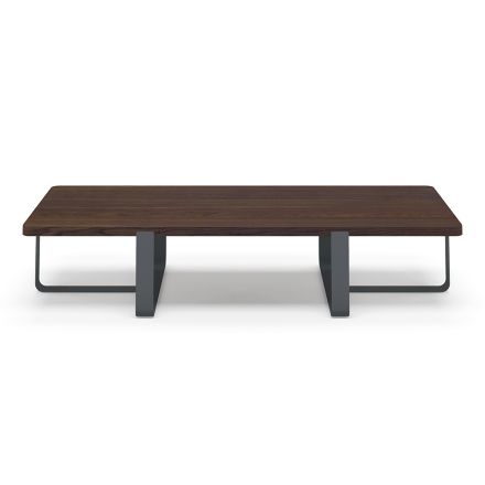 Mesa de centro de lujo en metal coloreado y tapa de madera - Anacleto Viadurini
