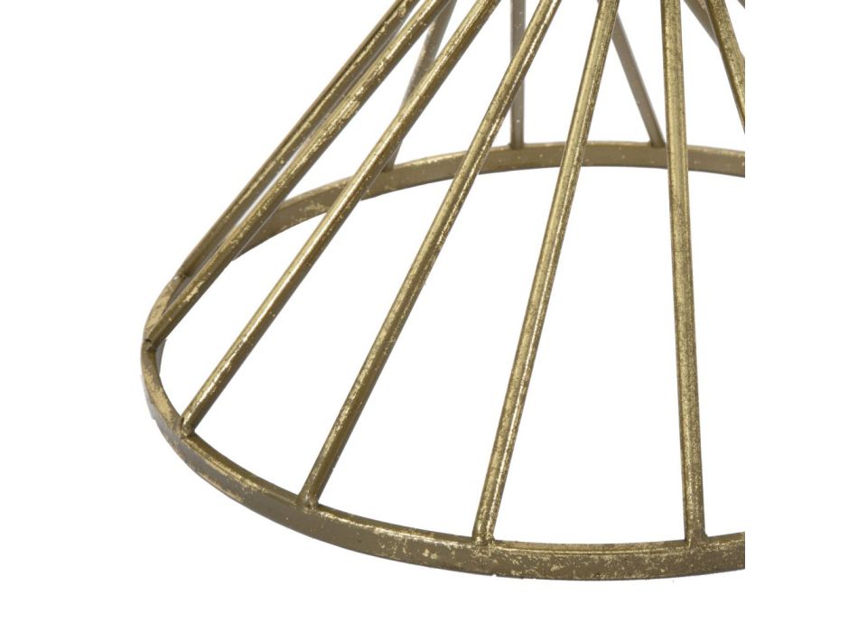 Mesa de centro de hierro dorado con tablero de espejo - Albaricoque Viadurini