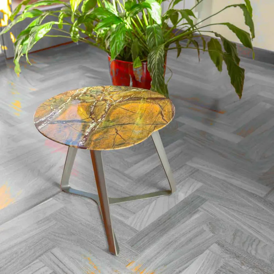 Mesa de centro hecha a mano en mármol y acero Made in Italy - Prince Viadurini