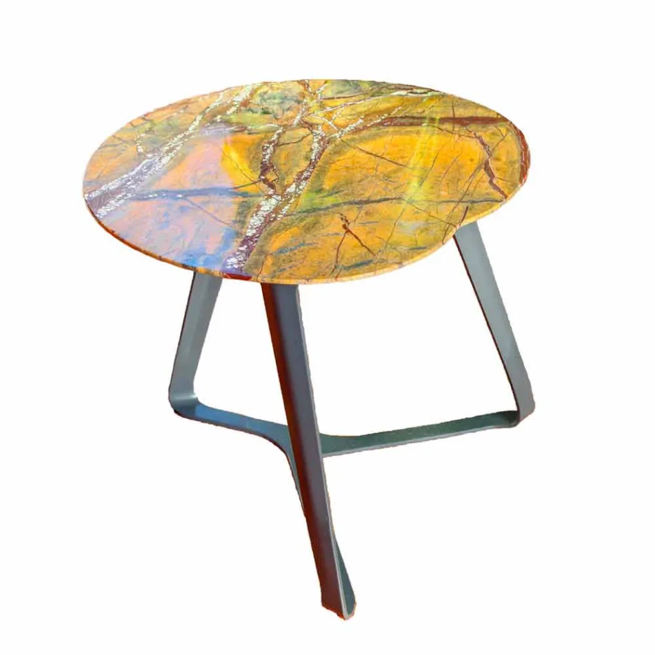 Mesa de centro hecha a mano en mármol y acero Made in Italy - Prince Viadurini