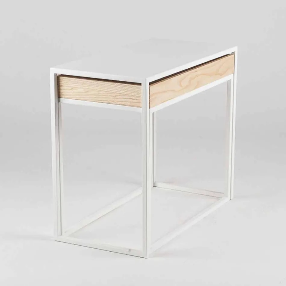 Mesa de centro de acero con cenicero Made in Italy - Encaje Viadurini