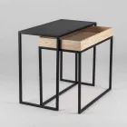 Mesa de centro de acero con cenicero Made in Italy - Encaje Viadurini