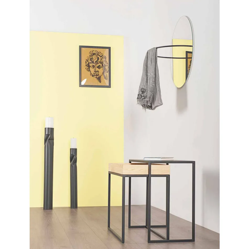 Mesa de centro de acero con cenicero Made in Italy - Encaje Viadurini