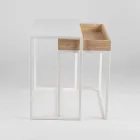 Mesa de centro de acero con cenicero Made in Italy - Encaje Viadurini