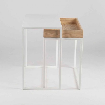 Mesa de centro de acero con cenicero Made in Italy - Encaje Viadurini