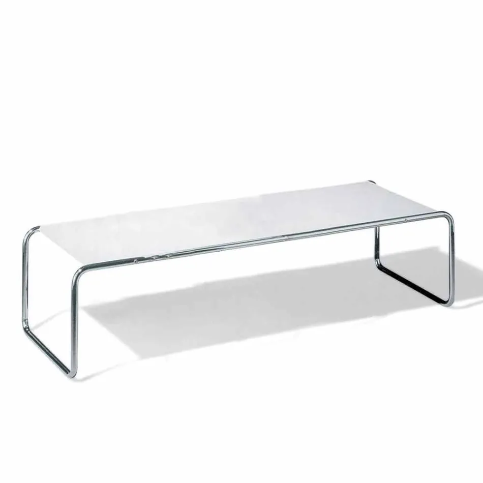 Mesa de centro de acero cromado con tablero laminado Made in Italy - Ariete Viadurini