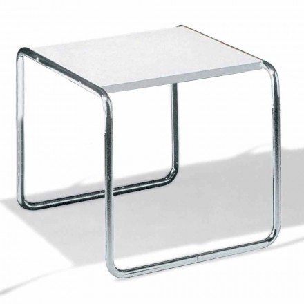 Mesa de centro de acero cromado con tablero laminado Made in Italy - Ariete Viadurini