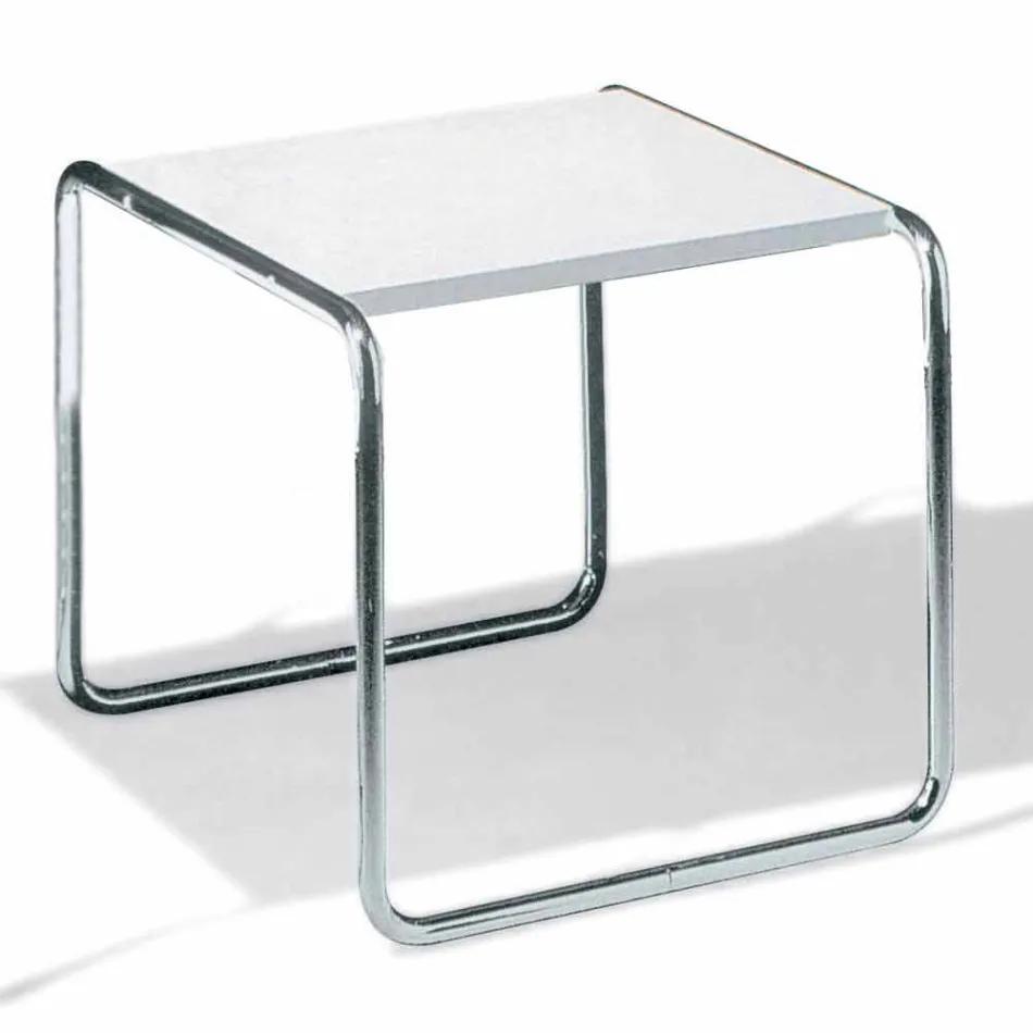 Mesa de centro de acero cromado con tablero laminado Made in Italy - Ariete Viadurini