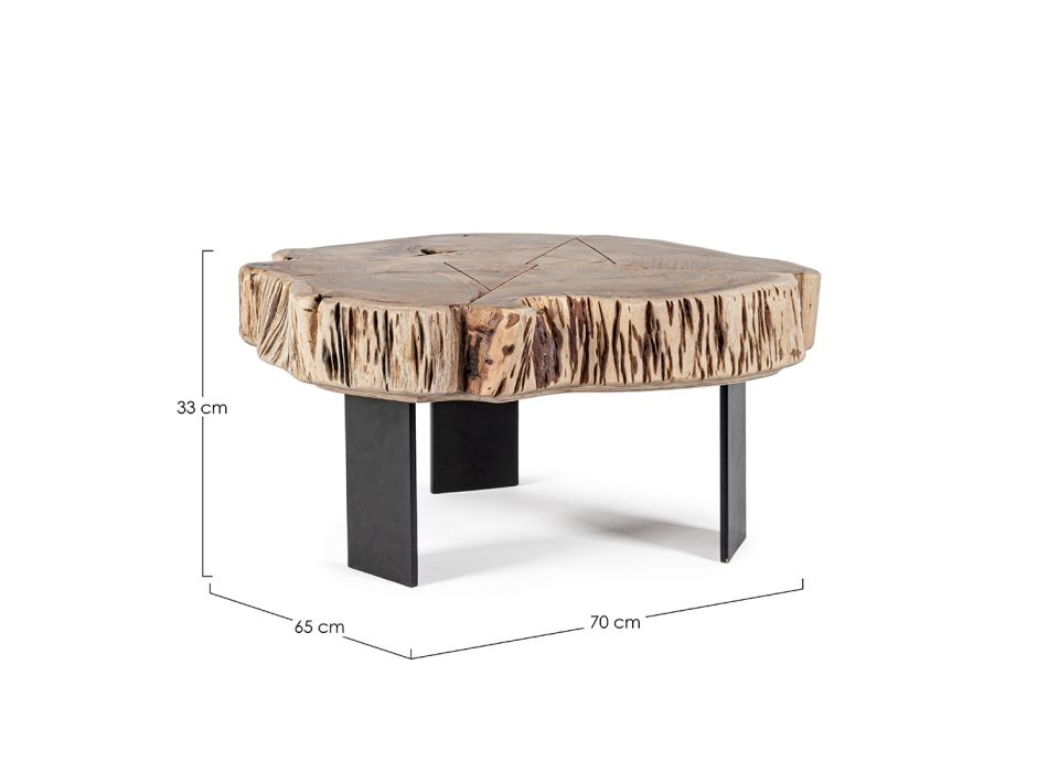 Mesa baja Homemotion de acero y madera de acacia natural - Camala Viadurini