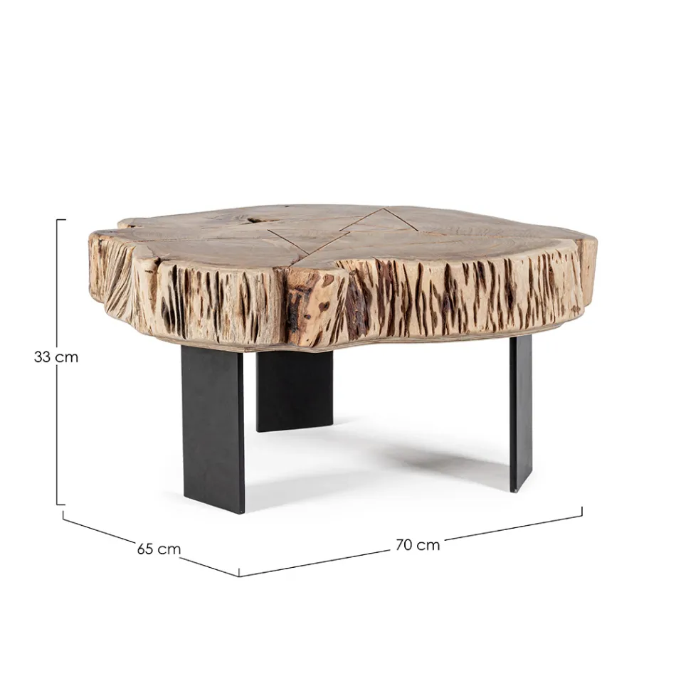 Mesa baja Homemotion de acero y madera de acacia natural - Camala Viadurini