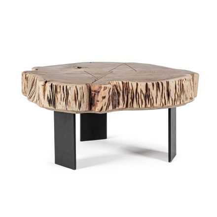 Mesa baja Homemotion de acero y madera de acacia natural - Camala Viadurini