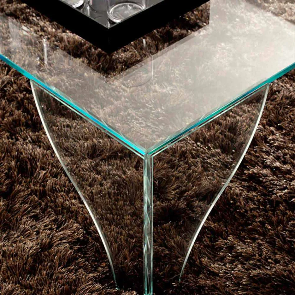 Mesa de centro en cristal transparente extraclaro Made in Italy - Litio Viadurini