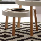 Mesa de centro en madera de haya con tapa en polipropileno Pineto blanco Viadurini