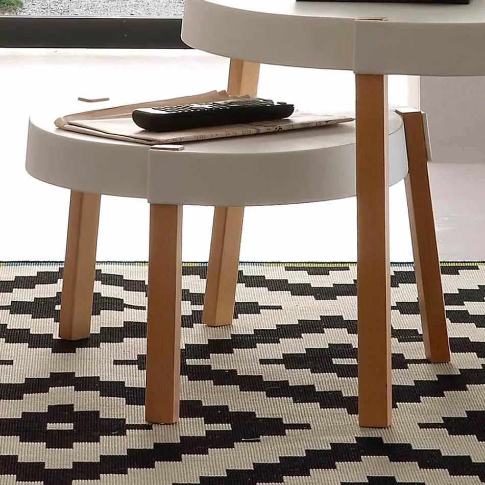 Mesa de centro en madera de haya con tapa en polipropileno Pineto blanco Viadurini