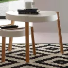 Mesa de centro en madera de haya con tapa en polipropileno Pineto blanco Viadurini