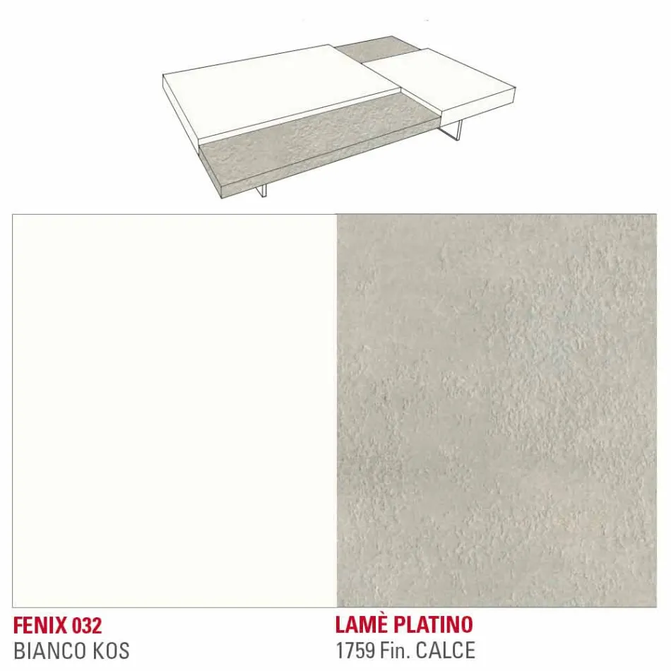 Mesa de centro Fenix con pies transparentes Made in Italy - Justin Viadurini