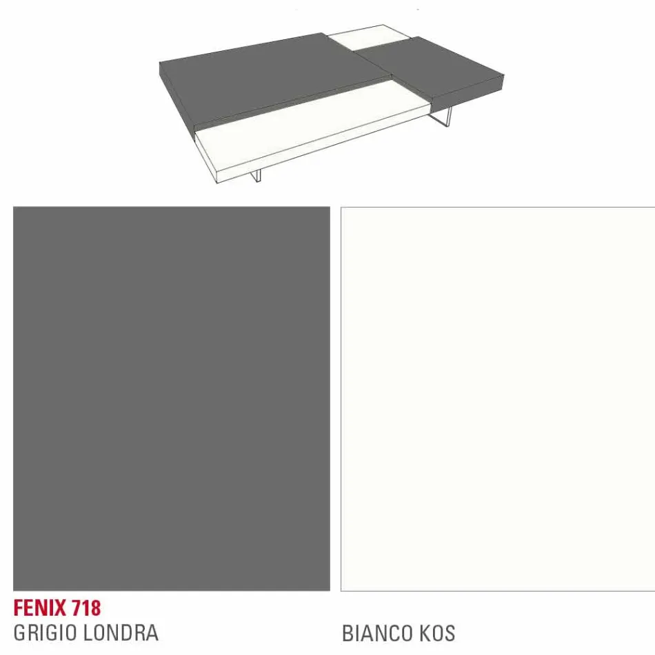 Mesa de centro Fenix con pies transparentes Made in Italy - Justin Viadurini