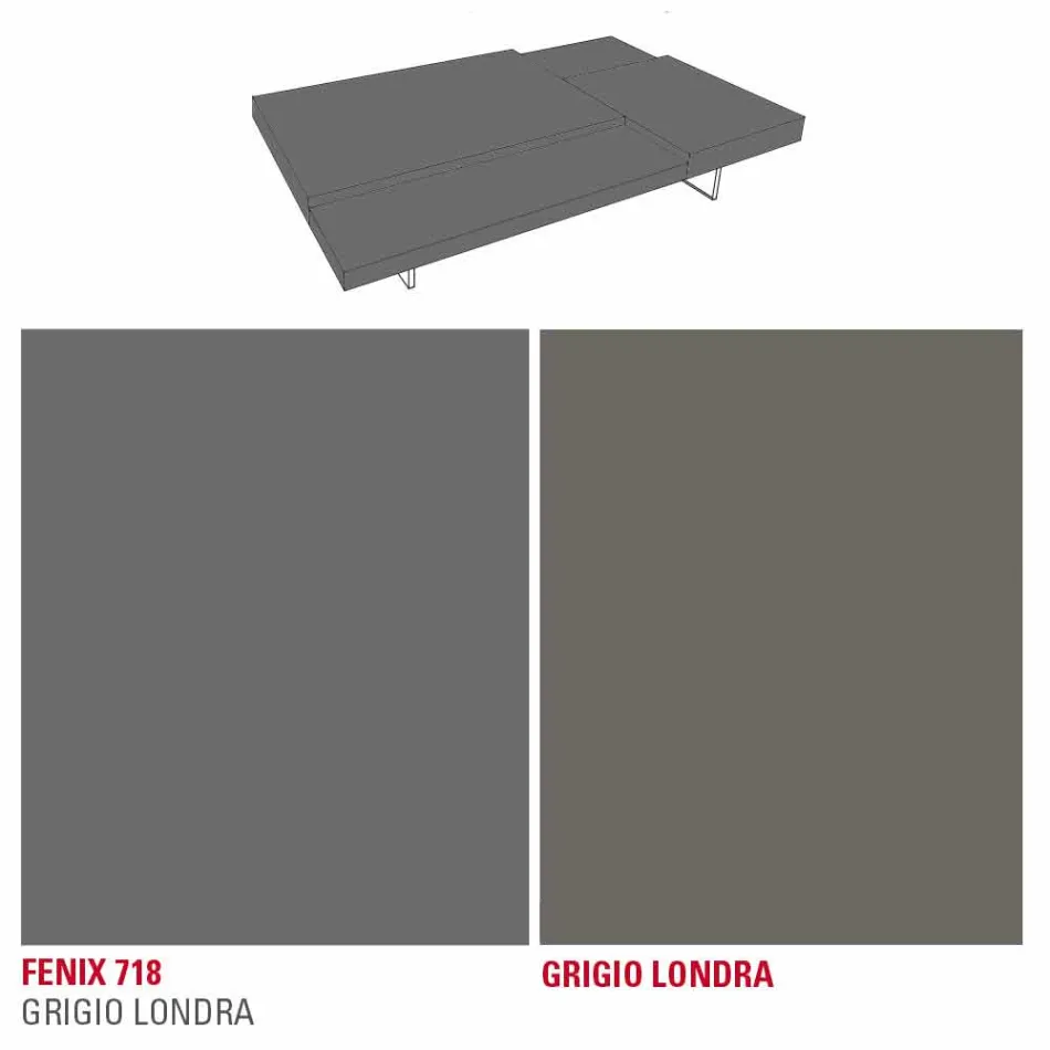 Mesa de centro Fenix con pies transparentes Made in Italy - Justin Viadurini