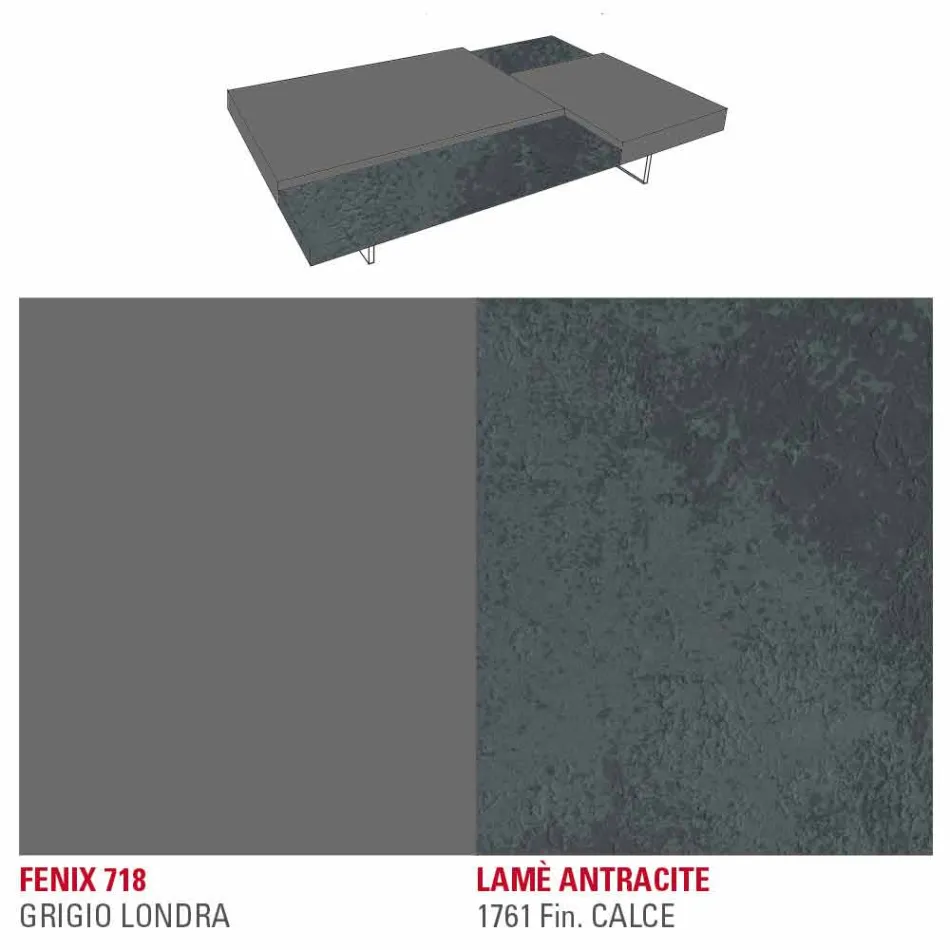 Mesa de centro Fenix con pies transparentes Made in Italy - Justin Viadurini