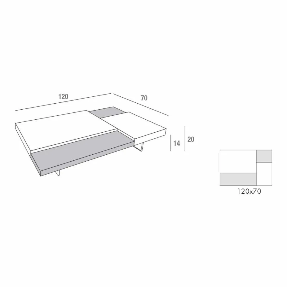 Mesa de centro Fenix con pies transparentes Made in Italy - Justin Viadurini