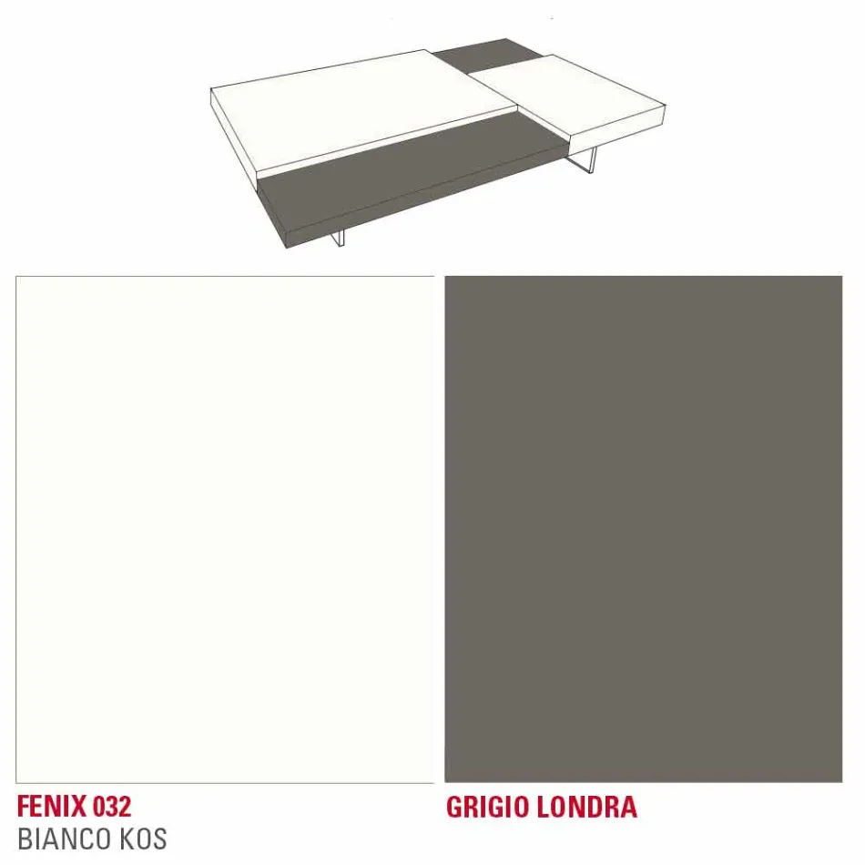 Mesa de centro Fenix con pies transparentes Made in Italy - Justin Viadurini