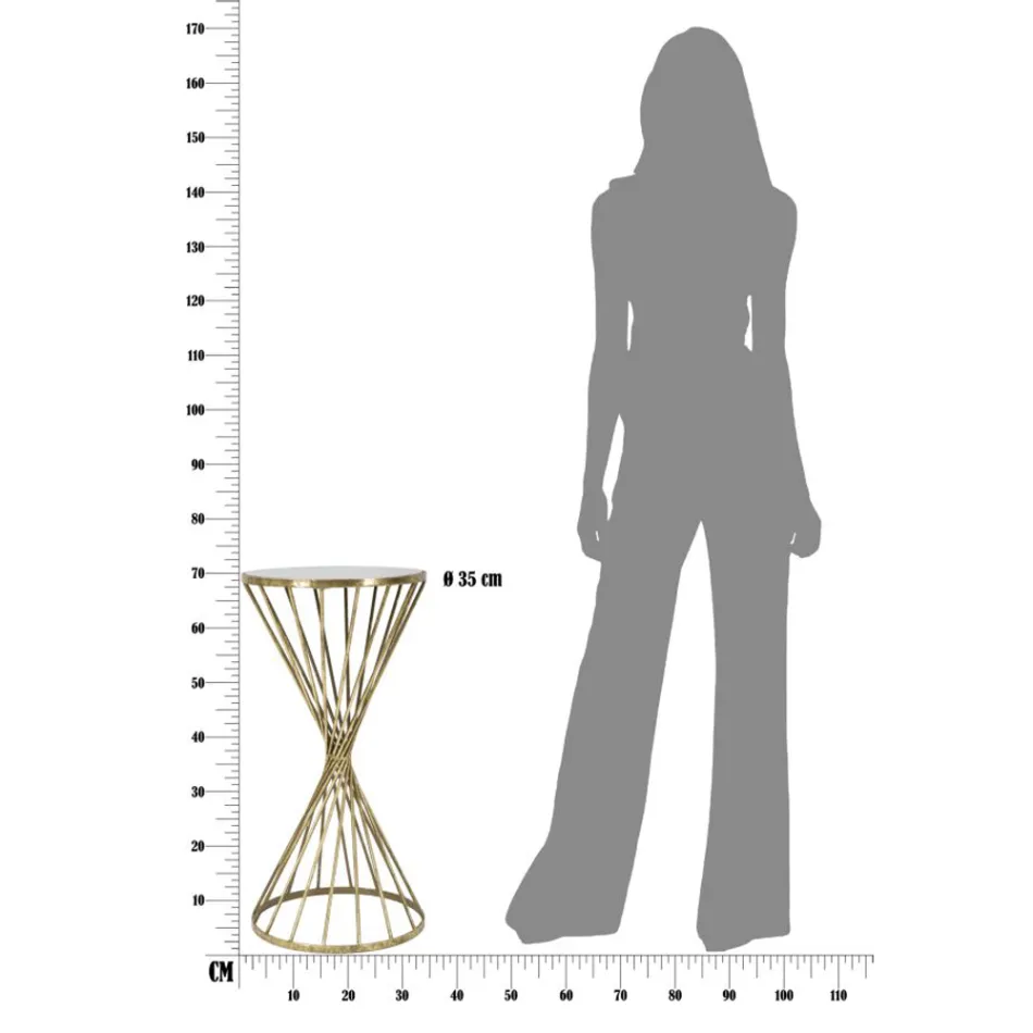 Mesa de centro de hierro dorado con tablero de espejo - Albaricoque Viadurini