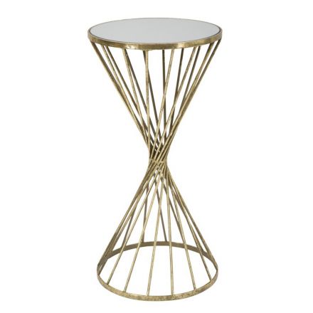 Mesa de centro de hierro dorado con tablero de espejo - Albaricoque Viadurini