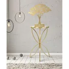 Mesa de centro de hierro dorado con tablero de espejo redondo - Umari Viadurini