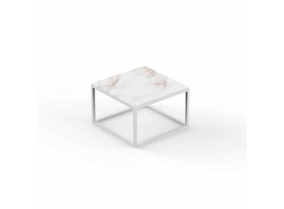 Mesa de centro de jardín, tablero cuadrado con efecto de mármol - Suave by Vondom Viadurini