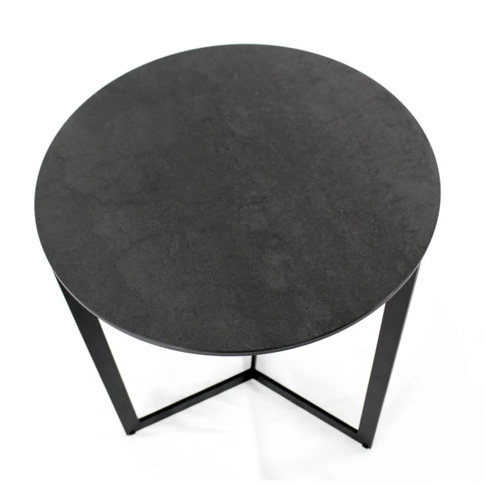 Mesa de centro de gres con base de acero Made in Italy - Aspira Viadurini