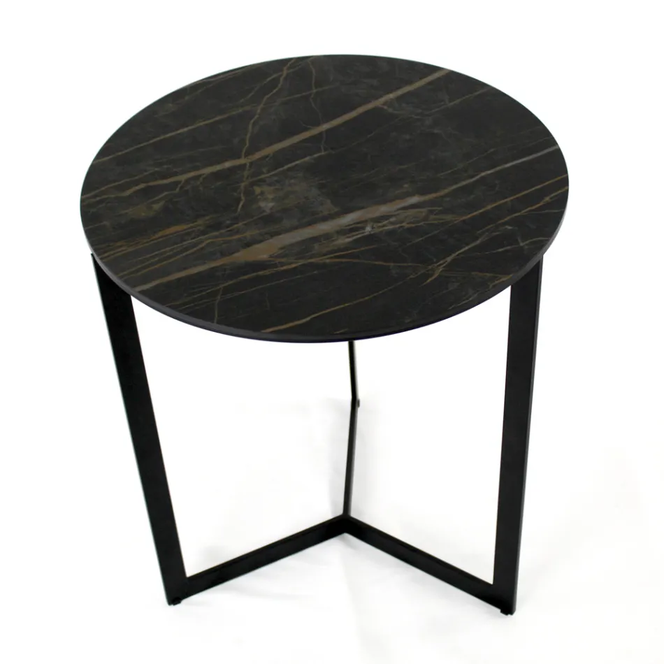 Mesa de centro de gres con base de acero Made in Italy - Aspira Viadurini