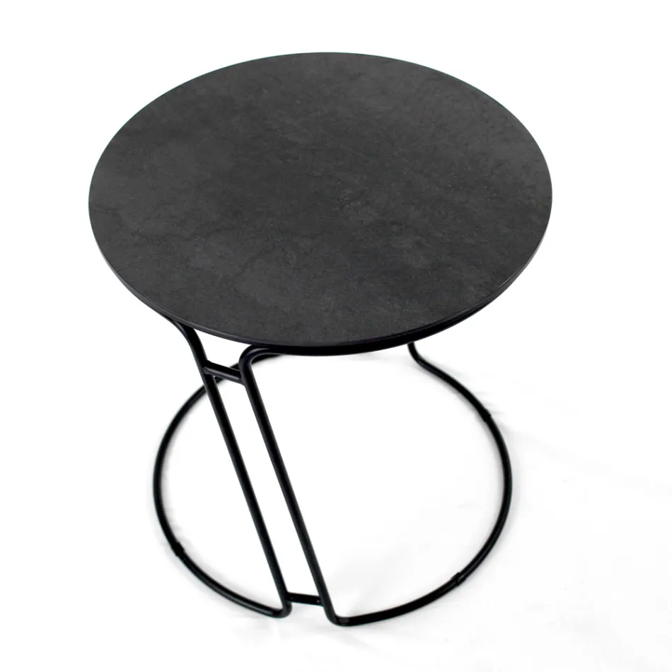 Mesa de Centro en Porcelana Grès y Base Redonda Made in Italy - Tullia Viadurini