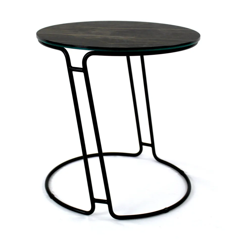 Mesa de Centro en Porcelana Grès y Base Redonda Made in Italy - Tullia Viadurini