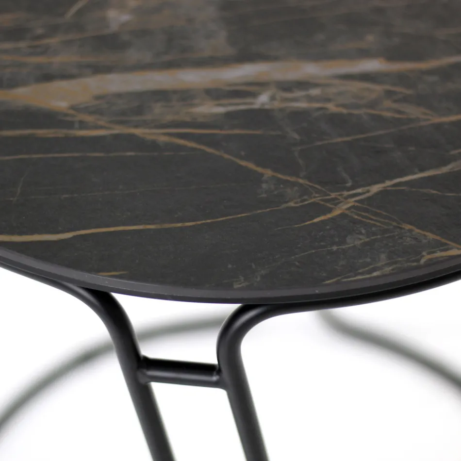 Mesa de Centro en Porcelana Grès y Base Redonda Made in Italy - Tullia Viadurini