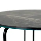 Mesa de centro de gres redonda y base de 3 medias lunas Made in Italy - Arepa Viadurini