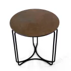 Mesa de centro de gres redonda y base de 3 medias lunas Made in Italy - Arepa Viadurini