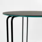 Mesa de centro de gres redonda y base de 3 medias lunas Made in Italy - Arepa Viadurini