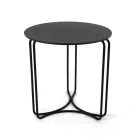 Mesa de centro de gres redonda y base de 3 medias lunas Made in Italy - Arepa Viadurini