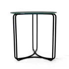 Mesa de centro de gres redonda y base de 3 medias lunas Made in Italy - Arepa Viadurini