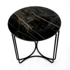 Mesa de centro de gres redonda y base de 3 medias lunas Made in Italy - Arepa Viadurini