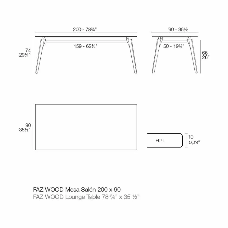 Mesa de centro en laminado blanco o negro en 2 tamaños - Faz Wood by Vondom Viadurini