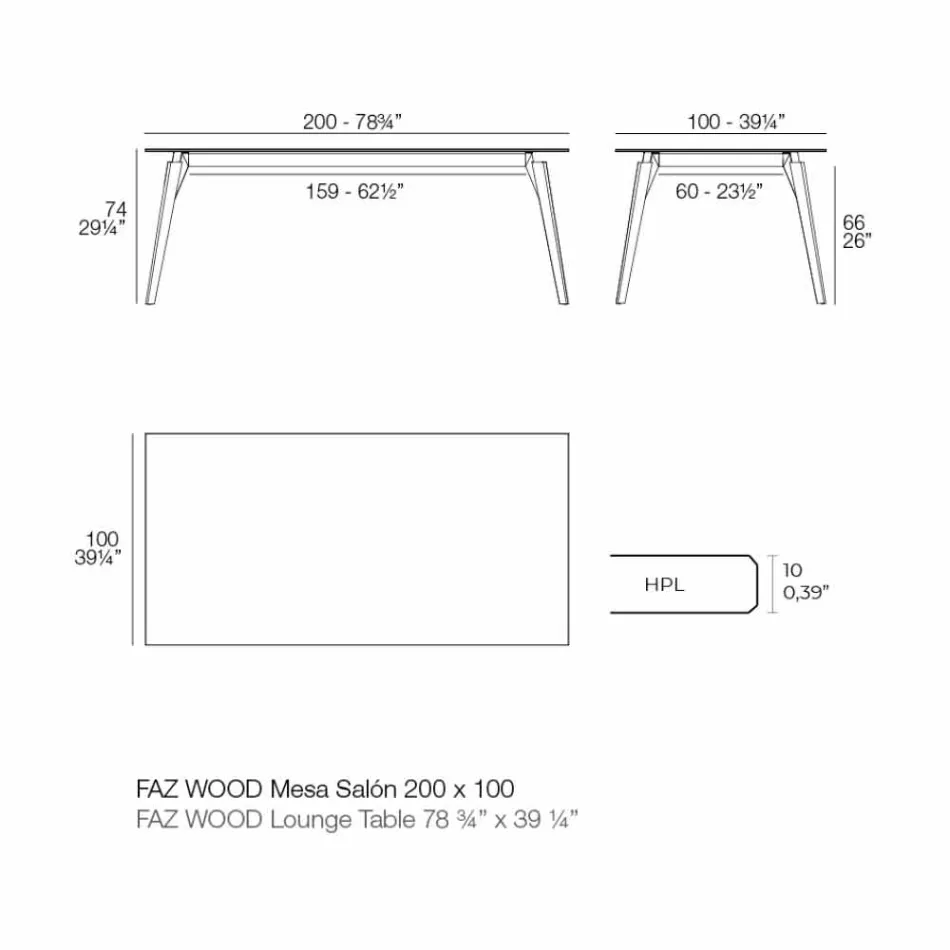 Mesa de centro en laminado blanco o negro en 2 tamaños - Faz Wood by Vondom Viadurini