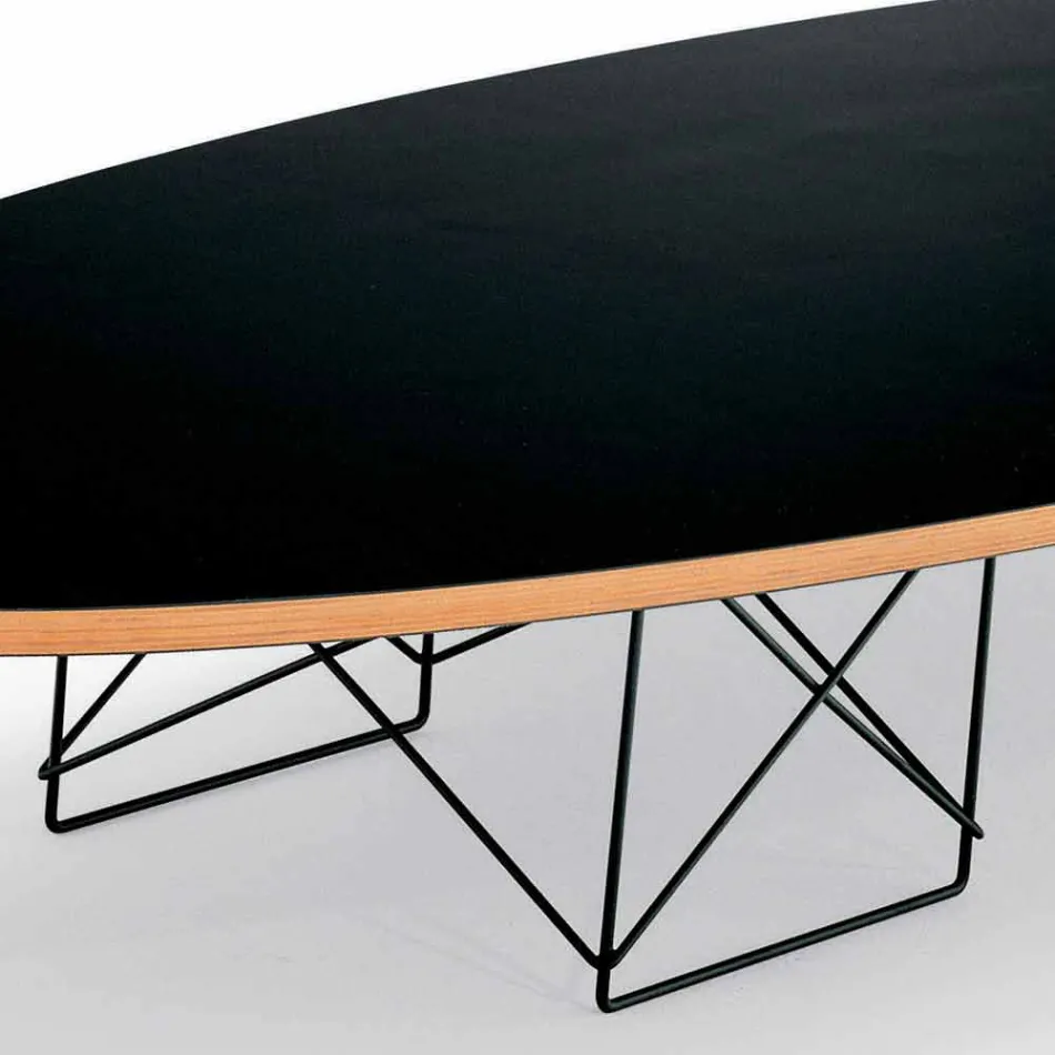 Mesa de centro en laminado negro y acero lacado Made in Italy - Persefone Viadurini