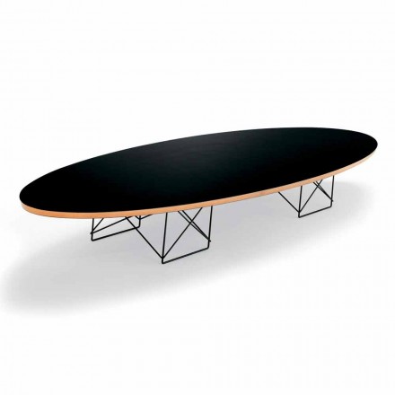 Mesa de centro en laminado negro y acero lacado Made in Italy - Persefone Viadurini