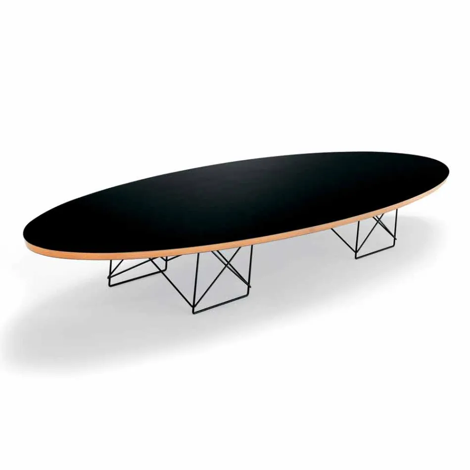 Mesa de centro en laminado negro y acero lacado Made in Italy - Persefone Viadurini
